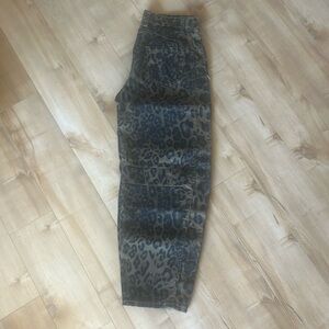 Amazon Leopard Print Flare Jeans - Black and Brown